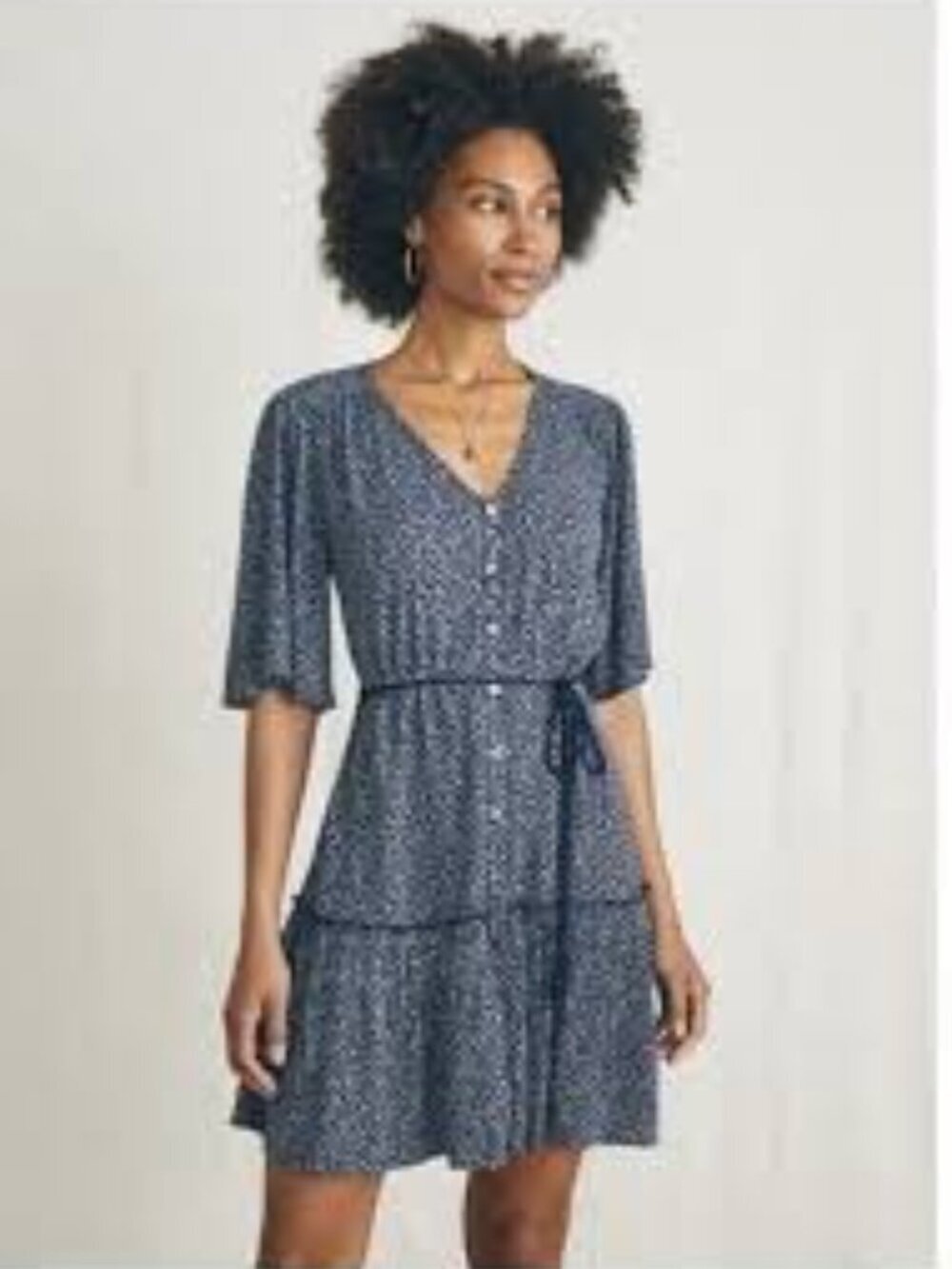 Faherty Orinda Mini Dress Navy Riverton Ditsy Floral Extra Small NWT